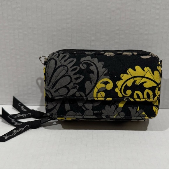 Vera Bradley Yellow & Black Double Zip Around Mini Purse W/O Cross Body Strap - Picture 1 of 9